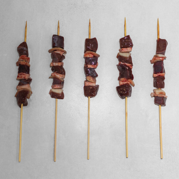 Arrosticini di fegato e cipolla